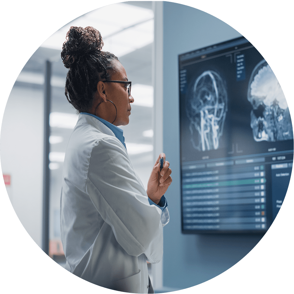 Doctor reviewing patients records.