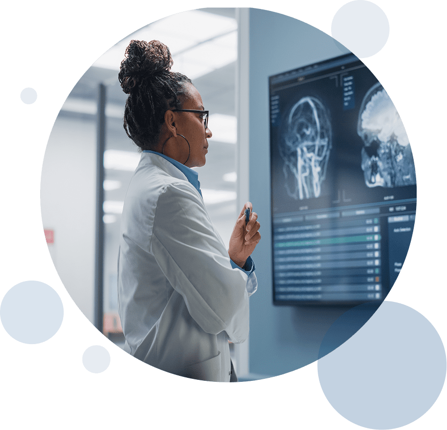 Doctor reviewing patients records.