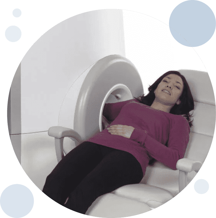 Women taking ct scan on right arm.