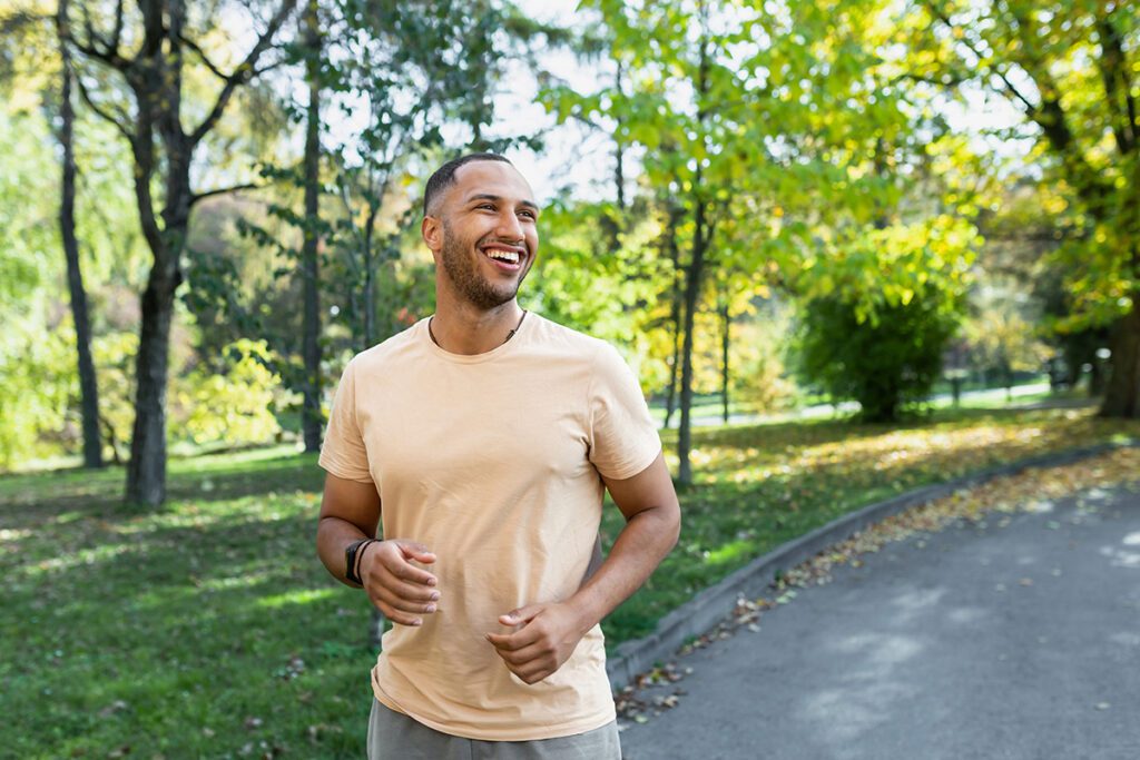 Man running on a sunny day.